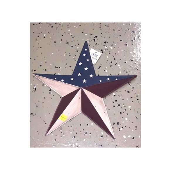Americana Patriotic 12'' Metal Hand Painted Wall Star Old Time Pottery - Picture 2 of 6